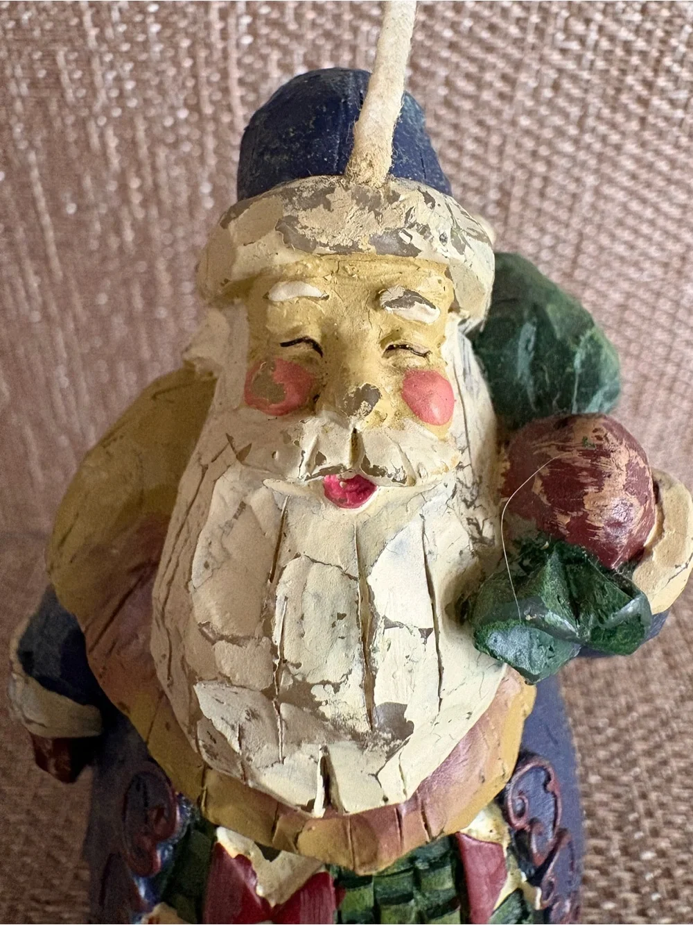 Vintage Santa Claus Single Wick Candle 4.5 Inches Tall Green Geometric Cute